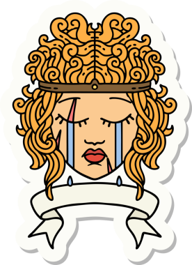 Ağlayan bir insan barbarının çıkartması. Bir insan tarafından çizilmiş pankartıyla.