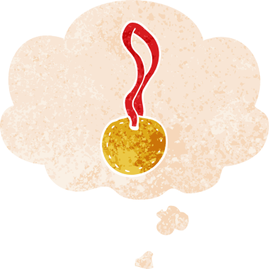 Düşünce baloncuklu çizgi film spor madalyası grunge sıkıntı retro dokuma tarzı bir insan tarafından çizilmiş