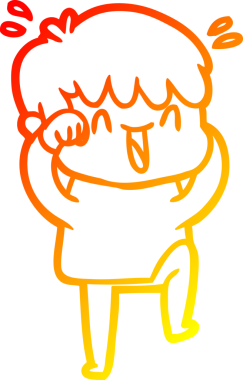 Bir insan tarafından çizilmiş gülen bir çizgi film karakteri çizimi