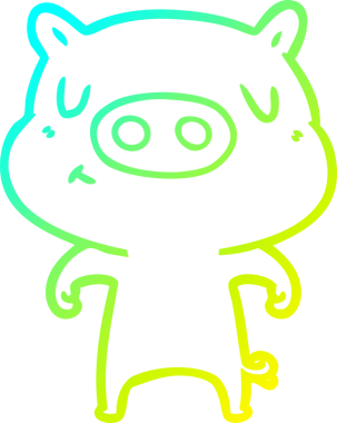 Bir insan tarafından çizilen çizgi film içerikli bir domuzun soğuk çizgi çizimi