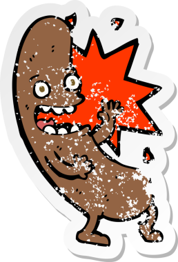 Bir insan tarafından çizilmiş bir sosisin gerilimli çıkartması.