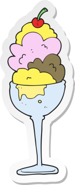 Bir insan tarafından çizilmiş karikatür dondurma etiketi.