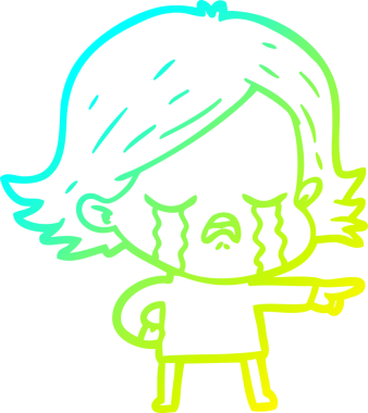 Bir insan tarafından çizilmiş ve ağlayan bir çizgi film kızı çizimi