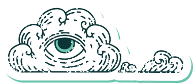 Bir insan tarafından çizilmiş her şeyi gören bir göz bulutunun sembolik dövmeli resmi.