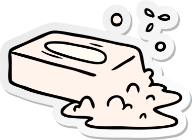 Bir insan tarafından çizilmiş köpüklü sabunun el yapımı karikatür karikatürü.