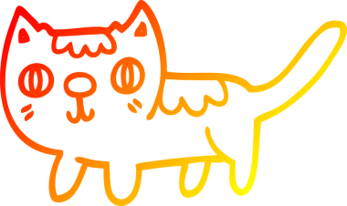 Bir insan tarafından çizilmiş küçük bir kedinin sıcak çizgi çizimi