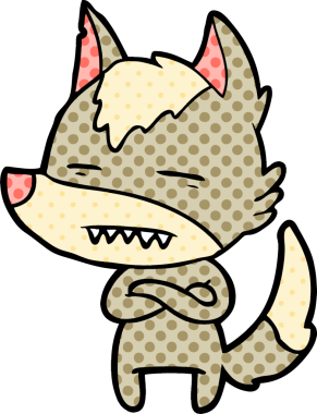 Bir insan tarafından çizilen dişleri gösteren bir kurt çizgi filmi.