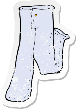 Bir insan tarafından çizilmiş bir kot pantolonun gerilimli çıkartması.