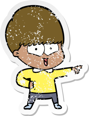 Bir insan tarafından çizilmiş mutlu bir çocuğun sıkıntılı çıkartması.