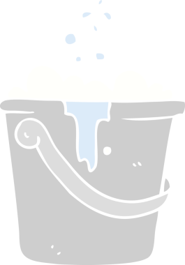 Bir insan tarafından çizilen temizlik kovasının düz renk çizimi