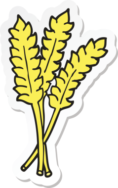 Bir insan tarafından çizilmiş karikatür buğdayının etiketi.