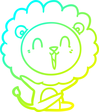 Bir insan tarafından çizilmiş gülen aslan karikatürü.