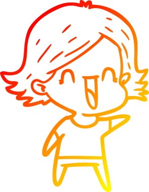 Bir insan tarafından çizilmiş mutlu bir kadının çizgi çizimi.