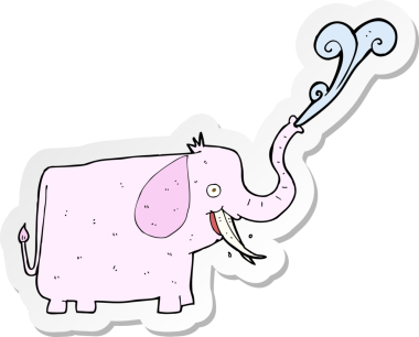 Bir insan tarafından çizilmiş mutlu bir filin çıkartması.