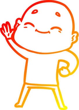 Bir insan tarafından çizilmiş mutlu, kel bir adamın sıcak çizgi çizimi.