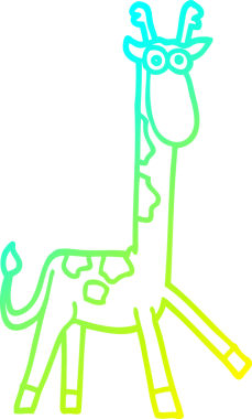 Bir insan tarafından çizilmiş komik bir zürafanın soğuk çizgi çizimi.