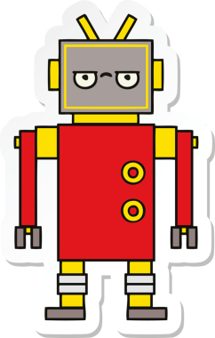 Bir insan tarafından çizilmiş, sinir bozucu, şirin bir çizgi film çıkartması.