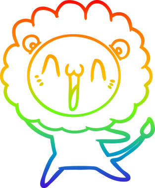 gökkuşağı gradyanı çizimi bir insan tarafından çizilmiş mutlu bir karikatür aslanı