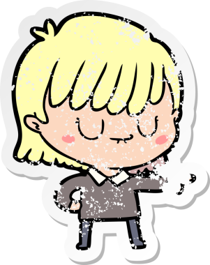 Bir insan tarafından çizilmiş karikatür bir kadının sıkıntılı çıkartması.