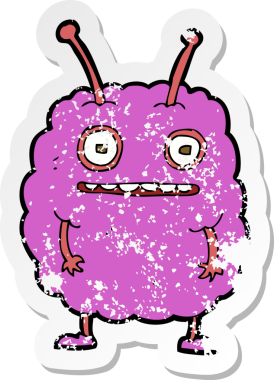 Bir insan tarafından çizilmiş komik uzaylı bir çizgi filmin gerilimli yapıştırması.