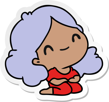 Bir insan tarafından çizilmiş sevimli bir kawai kızının çizilmiş bir karikatür çizimi.