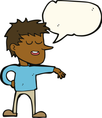 Çizgi filmci, bir insan tarafından çizilen düşünce baloncuğuyla umursamaz bir jest yapıyor.