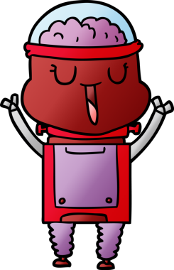 Bir insan tarafından çizilmiş mutlu çizgi film robotu