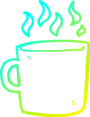 Bir insan tarafından çizilmiş bir fincan sıcak kahvenin soğuk gradyan çizimi