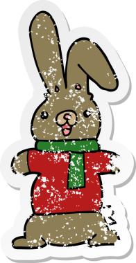 Bir insan tarafından çizilmiş karikatür tavşanı.