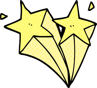 Bir insan tarafından çizilmiş karalama kayan yıldızlar.