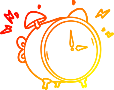 Bir insan tarafından çizilmiş çizgi film çalar saat çizimi.