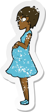 Bir insan tarafından çizilmiş hamile bir karikatürün gerilimli yapıştırması.