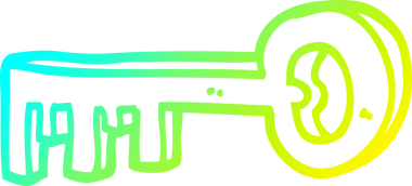 Bir insan tarafından çizilmiş bir karikatür metal anahtarının soğuk eğimli çizimi