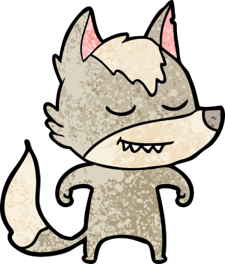 Bir insan tarafından çizilmiş dost canlısı bir kurt.