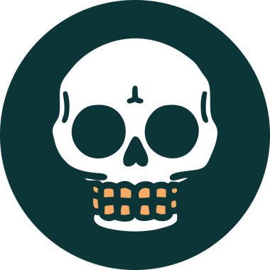 Bir insan tarafından çizilmiş bir kafatasının ikonik dövme şekli