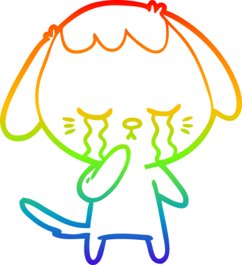 gökkuşağı gradyan çizgi çizimi bir insan tarafından çizilmiş ağlayan bir köpek