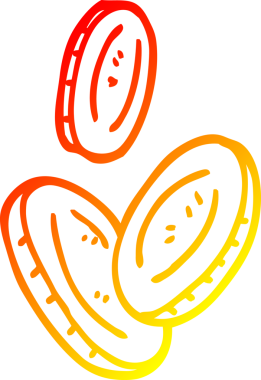 Bir insan tarafından çizilen karikatür parasının sıcak gradyan çizimi