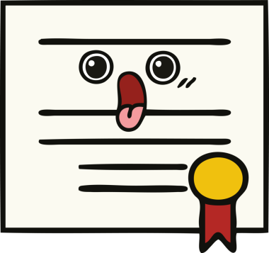 Mezuniyet diplomasının bir insan tarafından çizilmiş şirin bir karikatürü.