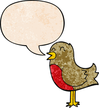 Konuşma baloncuğu olan karikatür kuşu insan tarafından çizilmiş eski doku.