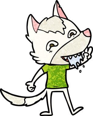 Bir insan tarafından çizilmiş aç kurt çizgi filmi.