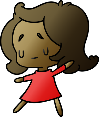 Bir insan tarafından çizilmiş sevimli bir kawai kızının gradyan çizimi.