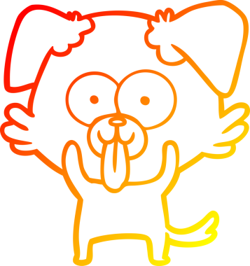 Bir insan tarafından çizilmiş dilli çizgi film köpeği çizimi.