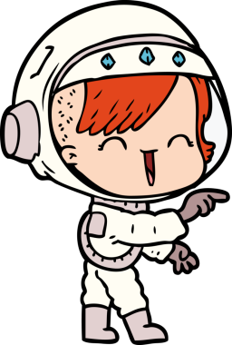 Çizgi filmdeki astronot kız bir insan tarafından çizilmiş.