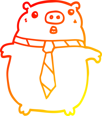 Bir insan tarafından çizilmiş ofis kravatlı bir domuzun sıcak çizgi çizimi.