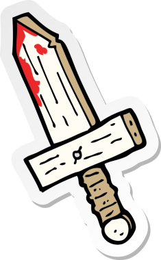 Bir insan tarafından çizilmiş tahta bir kılıcın çıkartması.