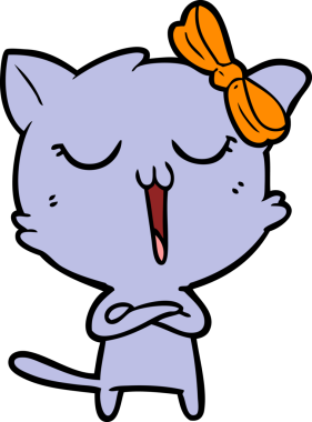 Bir insan tarafından çizilmiş çizgi film kedisi.