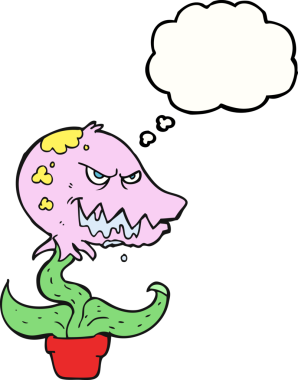 Bir insan tarafından çizilmiş serbest çizim baloncuk canavar bitkisi.