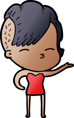 Bir insan tarafından çizilmiş şaşı çizgi film kızı.