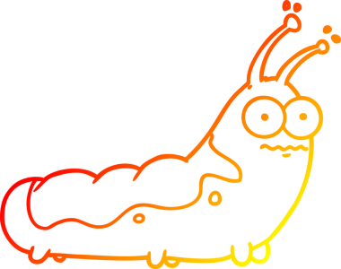 Bir insan tarafından çizilmiş komik bir tırtılın sıcak çizgi çizimi