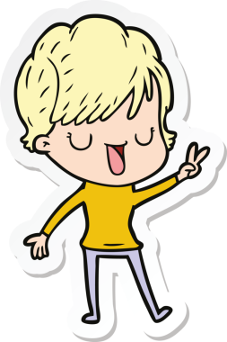 Bir insan tarafından çizilmiş bir karikatür kadının çıkartması.